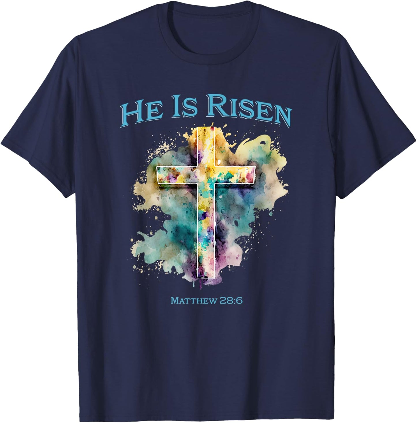 He Is Risen Jesus Christian Bible Quote Easter Good Friday T-Shirt - T-Shirt | Navy