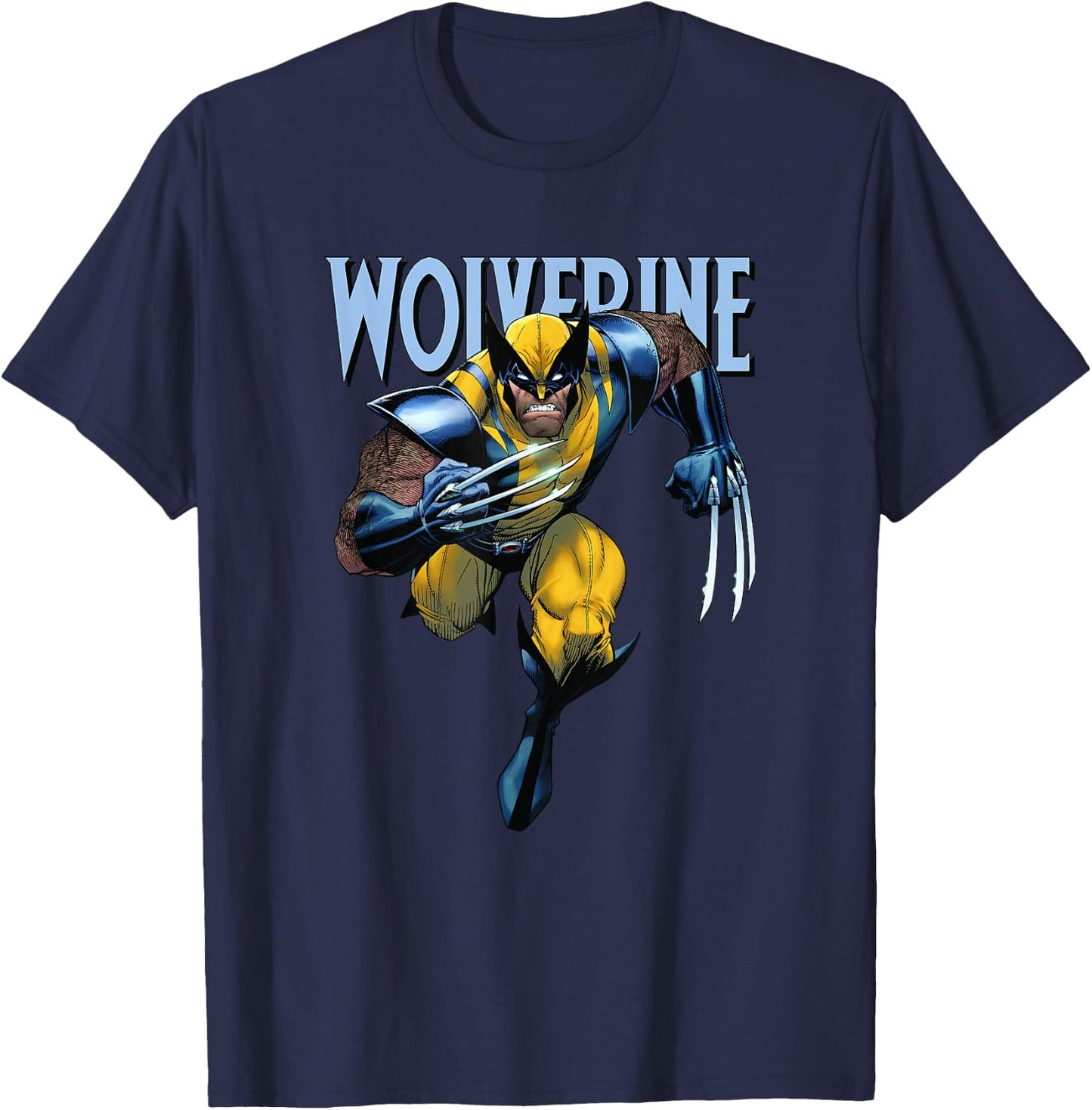 Marvel X-Men Angry Wolverine Running Towards The Fight T-Shirt - T-Shirt | Navy