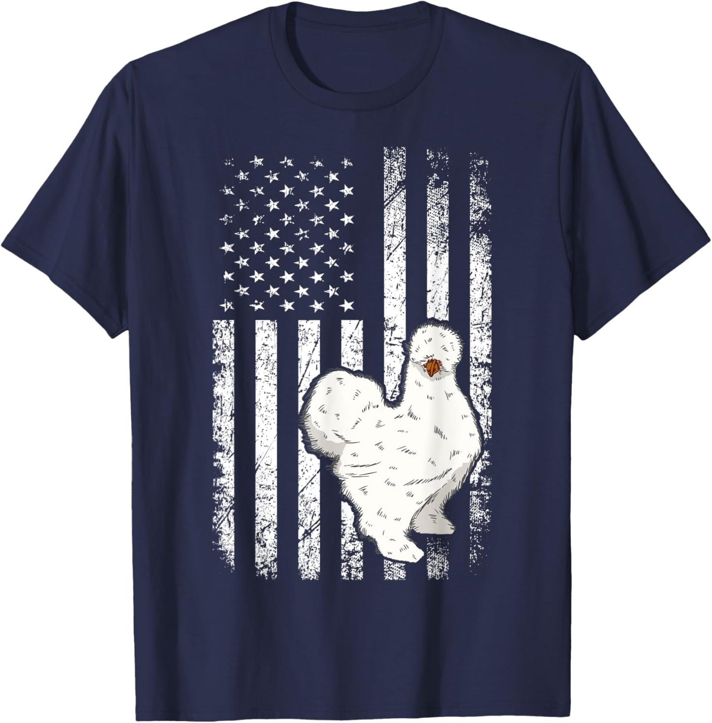 Silkie Chicken Pet Farmer Poulet Chinese Silk Chicken Farm T-Shirt - T-Shirt | Navy