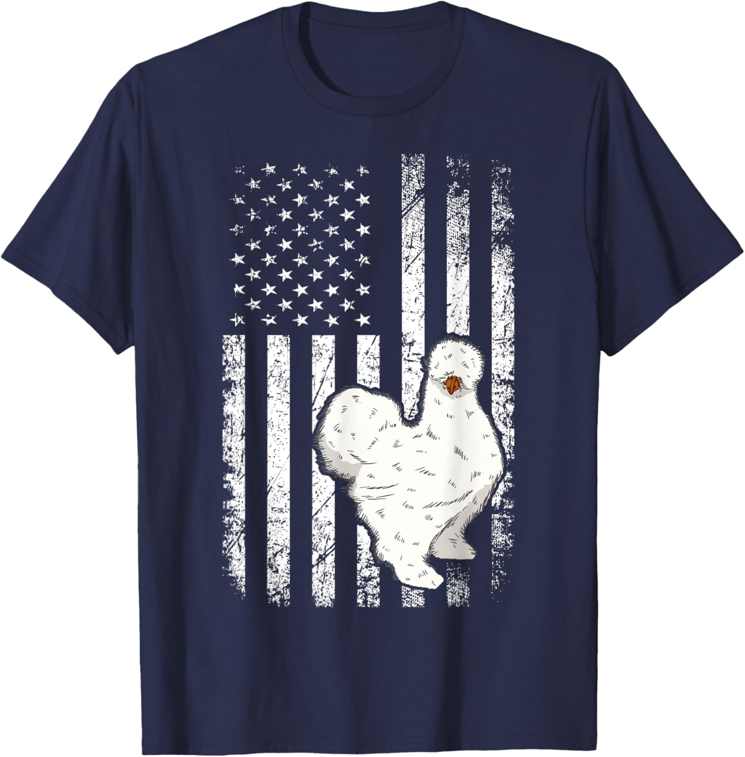 Silkie Chicken Pet Farmer Poulet Chinese Silk Chicken Farm T-Shirt - T-Shirt | Navy