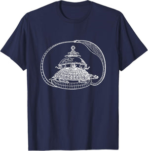 Cosmic Turtle, World Turtle, Elephants on Top of Turtle T-Shirt - T-Shirt | Navy