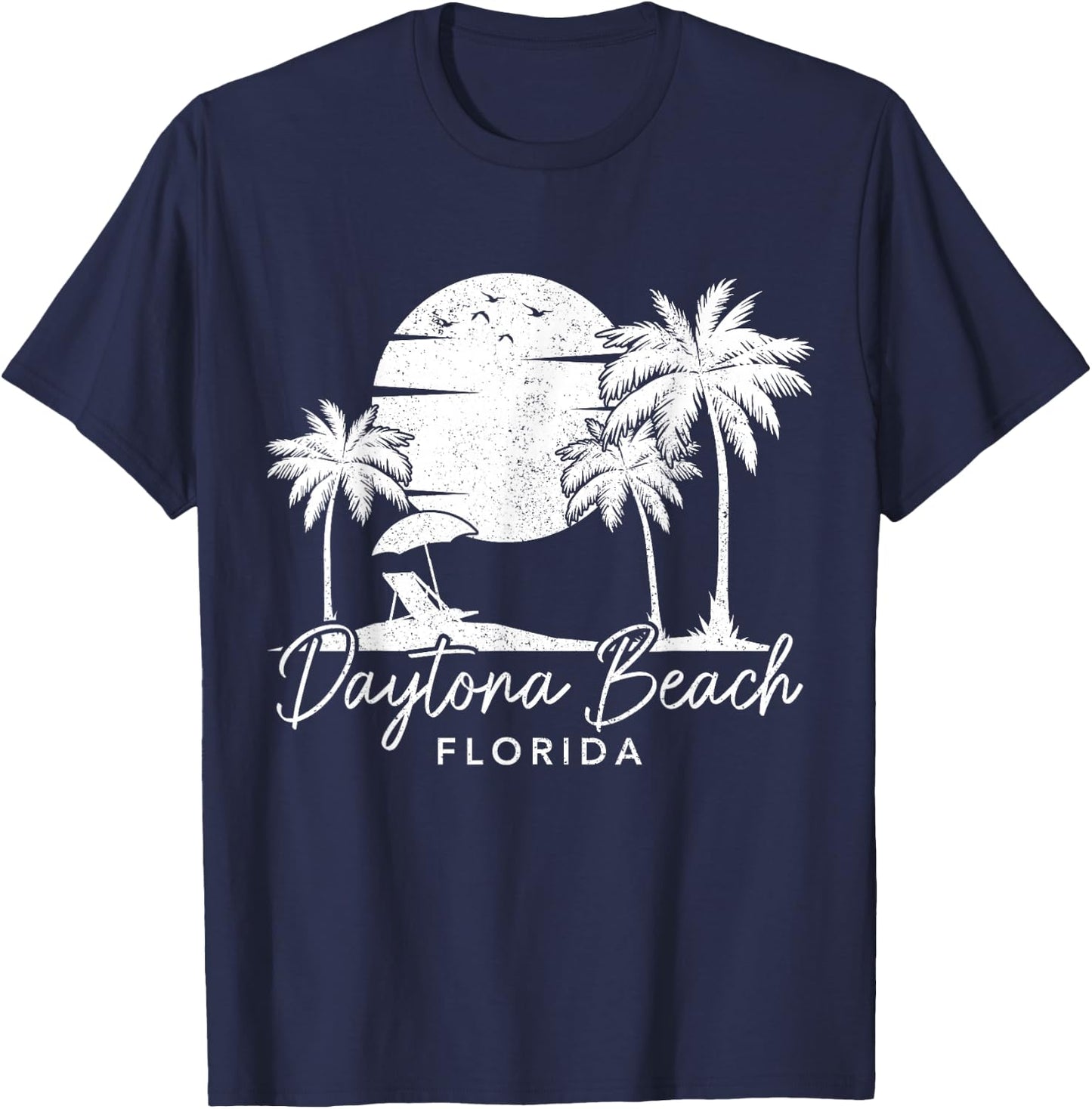 Daytona Beach Florida FL Vintage Sunset Surfer Vacation T-Shirt - T-Shirt | Navy