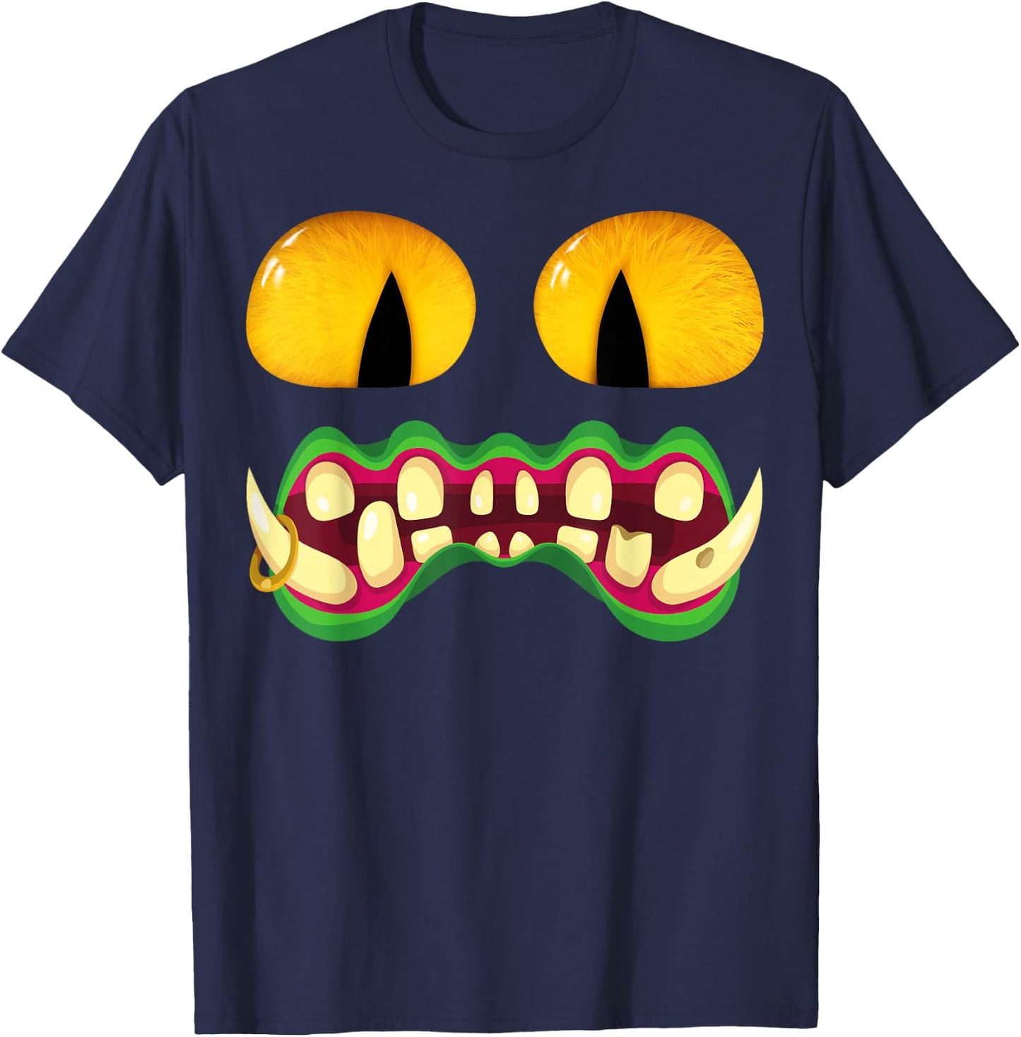 Men's Women's Cat Monster Face Halloween Costume T-Shirt - T-Shirt | Navy