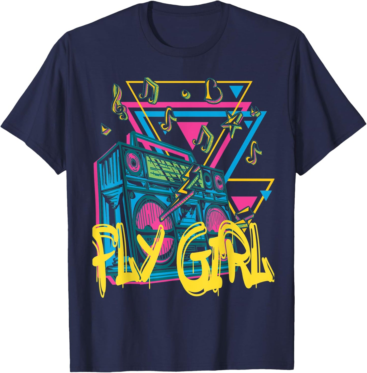 Fly Girl 80s 90s B-Girl Old School Hip Hop T-Shirt - T-Shirt | Navy