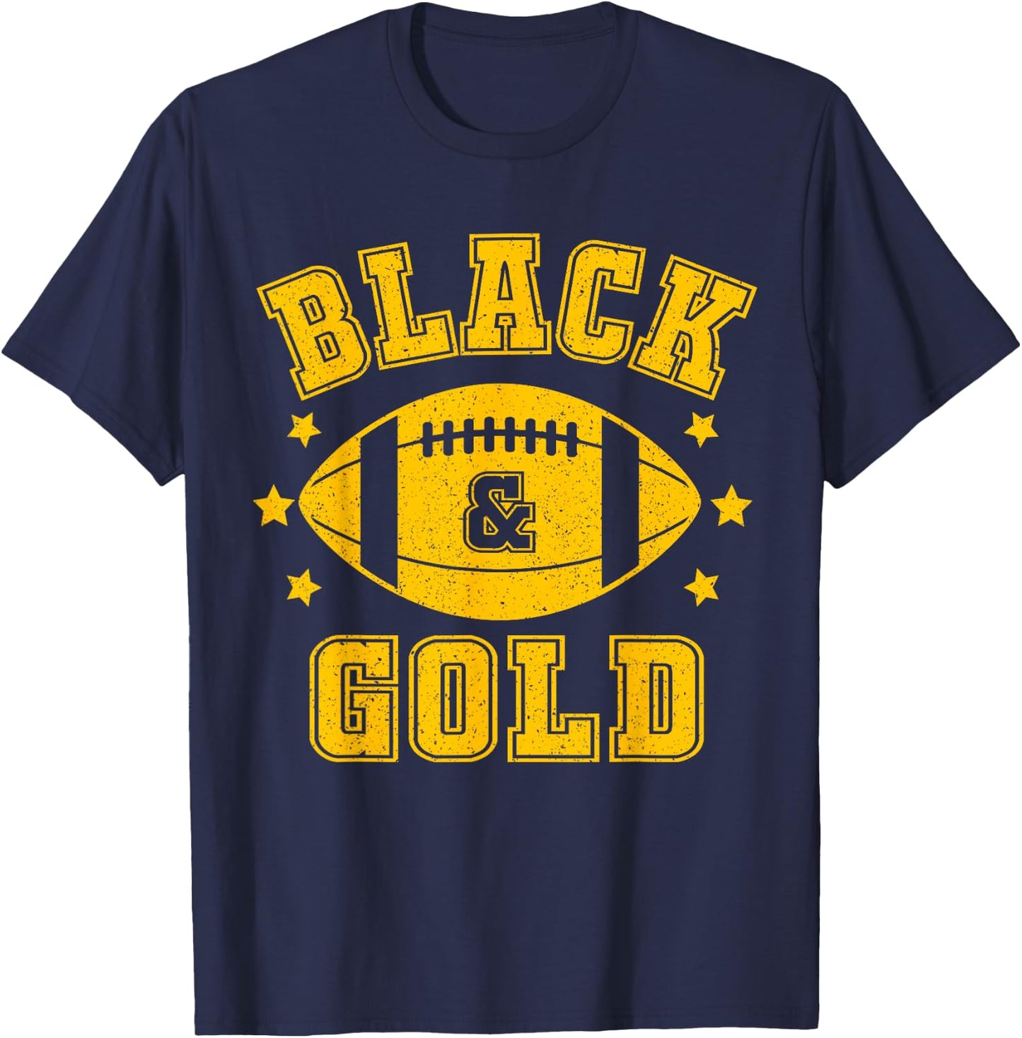 On Gameday Football We Wear Black And Gold School Spirit T-Shirt - T-Shirt | Navy