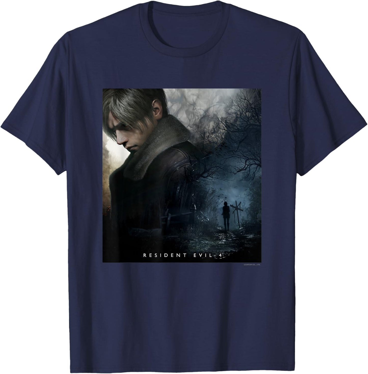 CAPCOM Resident Evil 4 Black Cotton - Classic Fit, , Short Sleeve T-Shirt - T-Shirt | Navy