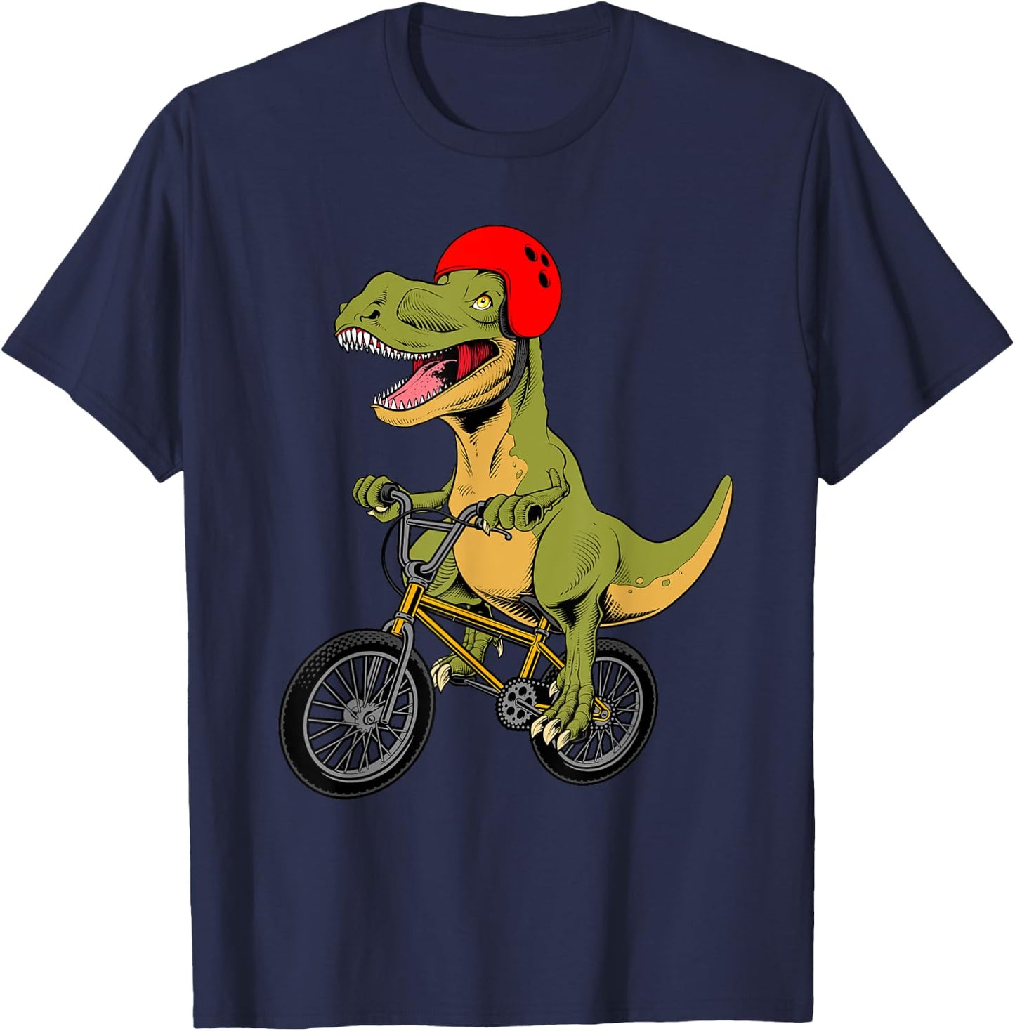 Funny BMX Dinosaur Design Boy Girl Dino T-Rex BMX Bike Lover T-Shirt - T-Shirt | Navy