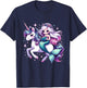Unicorn kisses Mermaid wishes | reading books Birthday Girl T-Shirt - T-Shirt | Navy