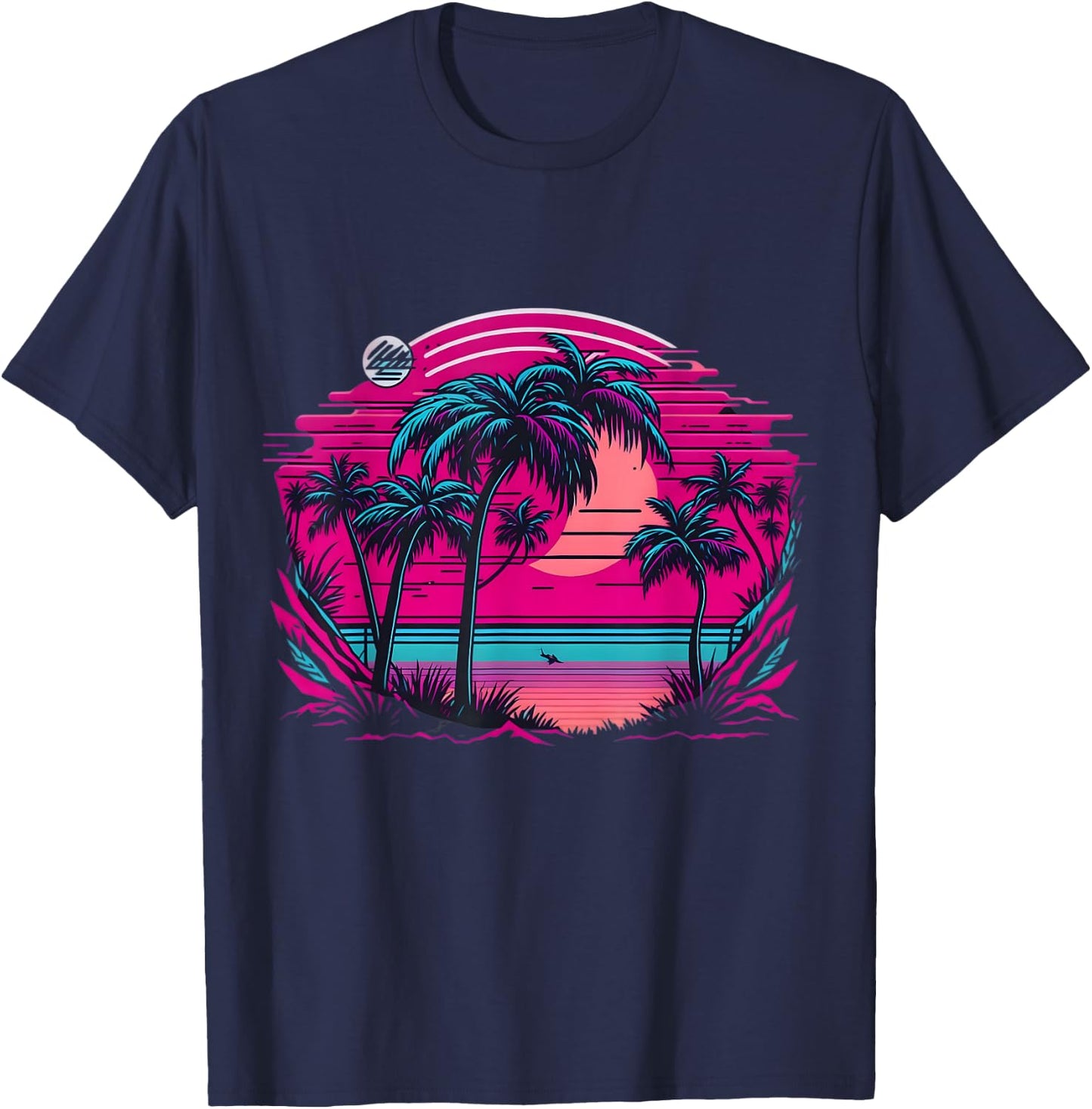 90s Vaporwave Aesthetic Palm Trees Retro 80s Art Vaporwave T-Shirt - T-Shirt | Navy