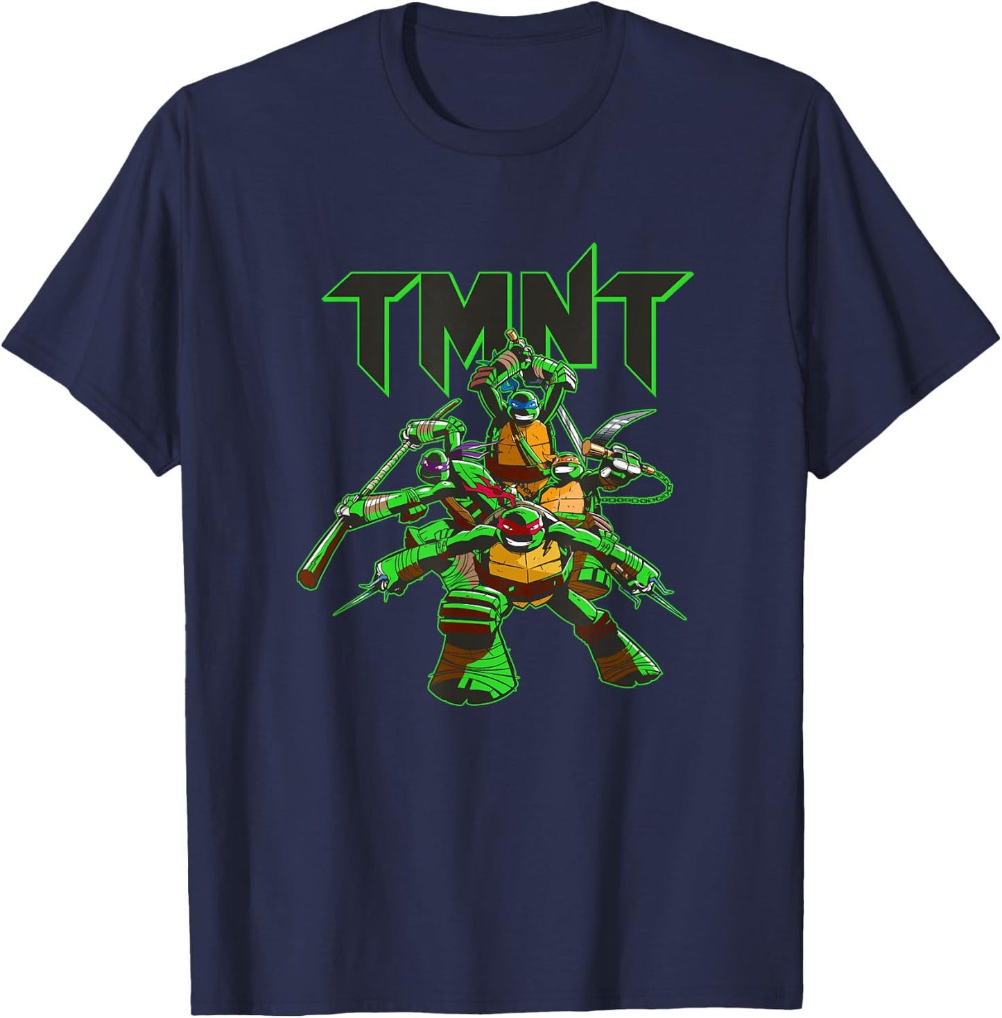Teenage Mutant Ninja Turtles Retro Ninja Neon Glow Pose T-Shirt - T-Shirt | Navy