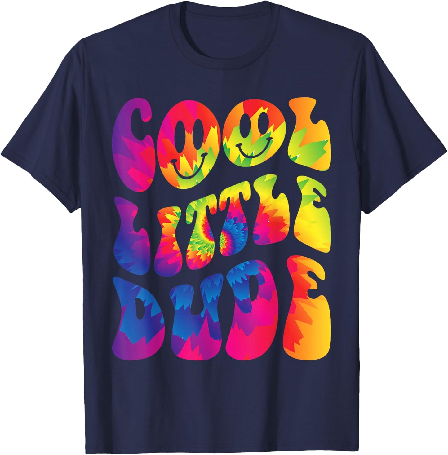 Cool Little Dude Retro Funny Tie Dye Outfit For Boys T-Shirt - T-Shirt | Navy