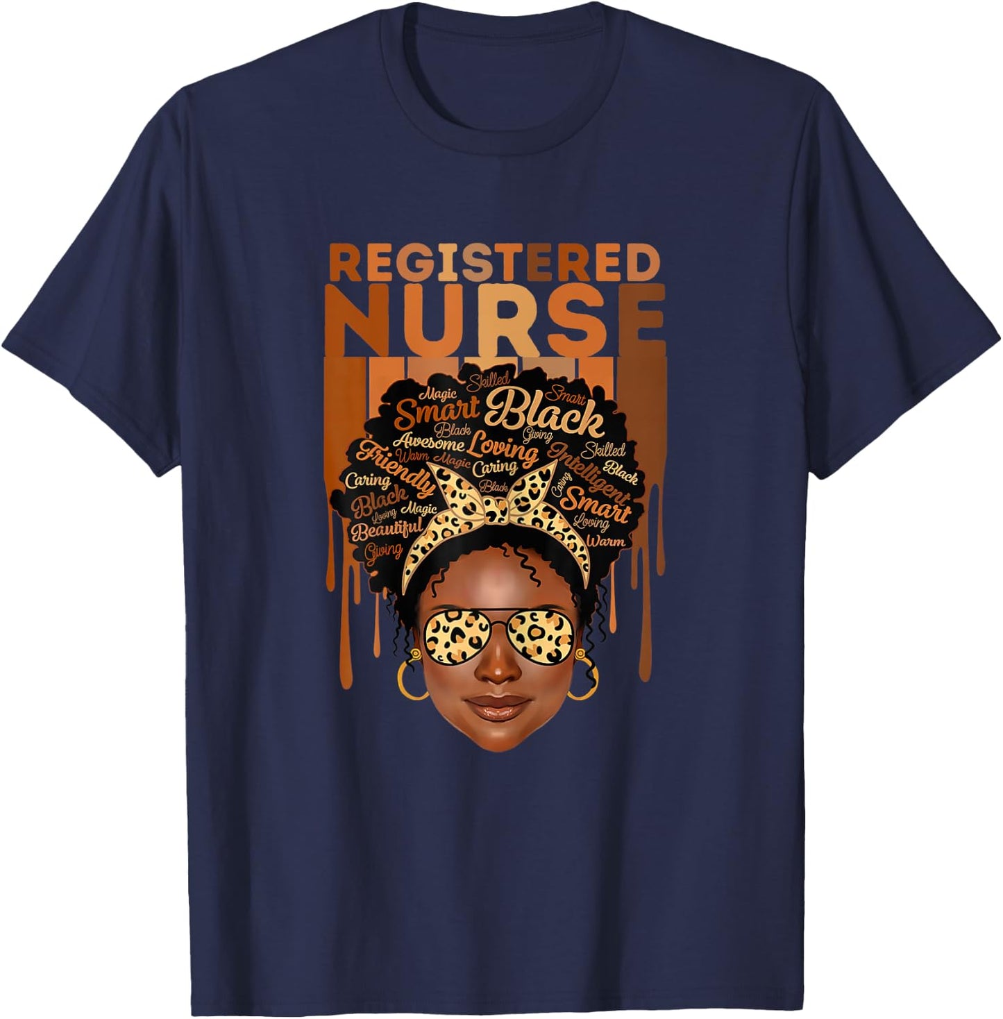 Black Woman Registered Nurse African American T-Shirt - T-Shirt | Navy
