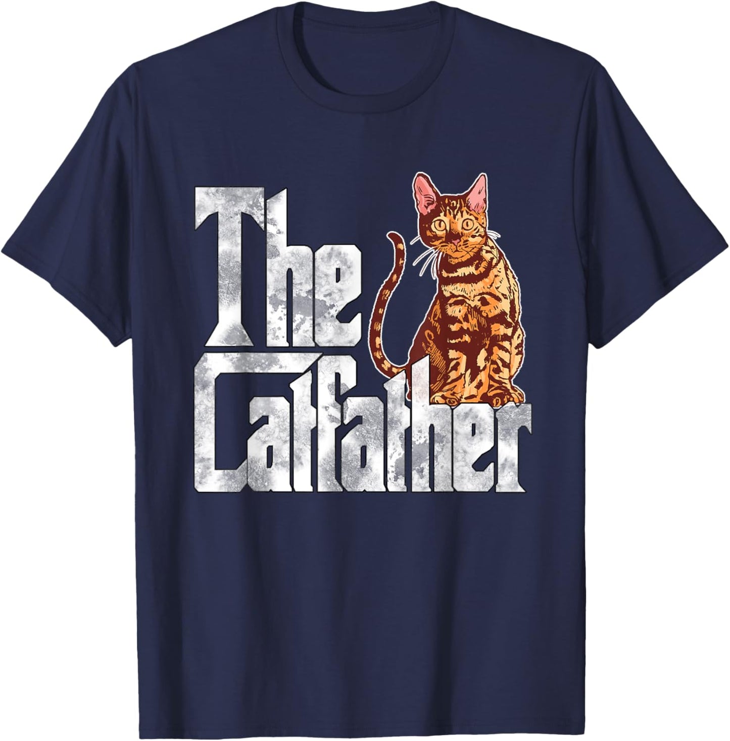 The Catfather Bengal Cat Father Mafia Whiskers Male Daddy T-Shirt - T-Shirt | Navy