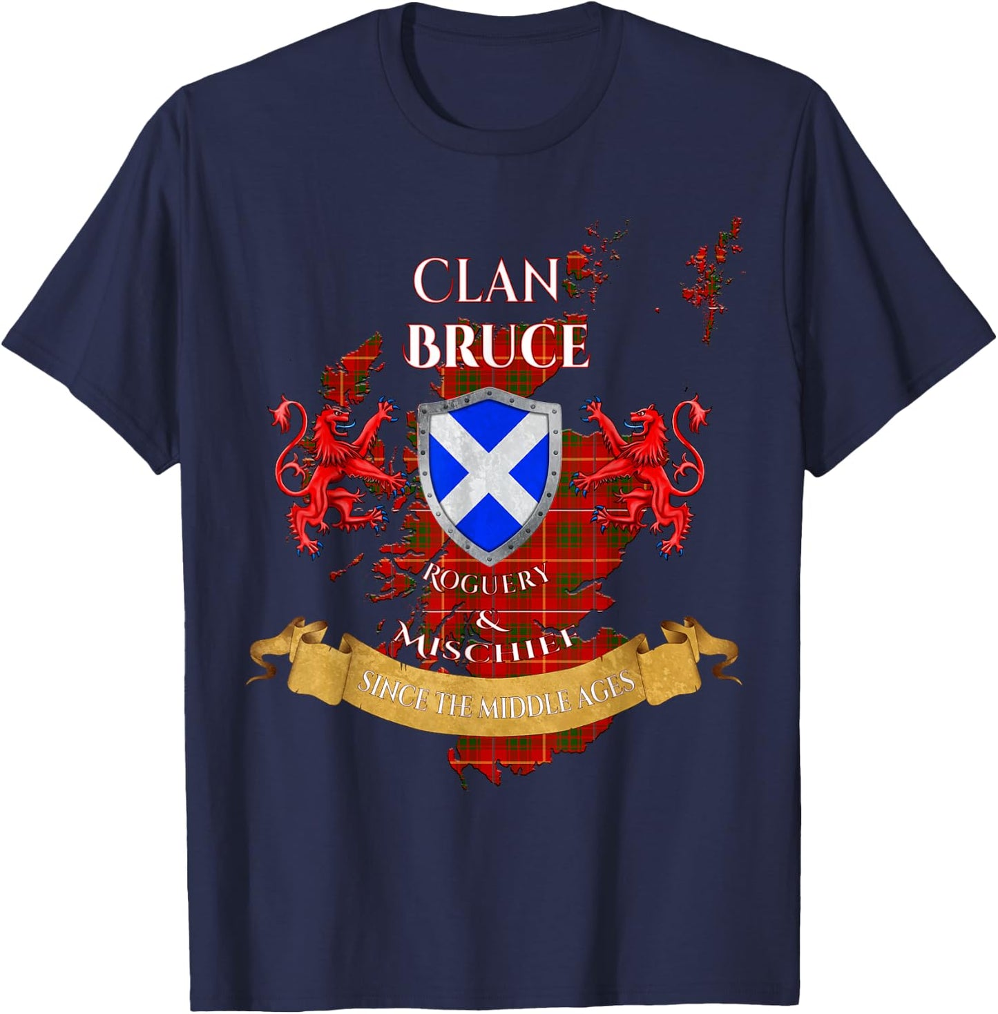 Bruce Scottish Family Clan Middle Ages Mischief T-Shirt - T-Shirt | Navy