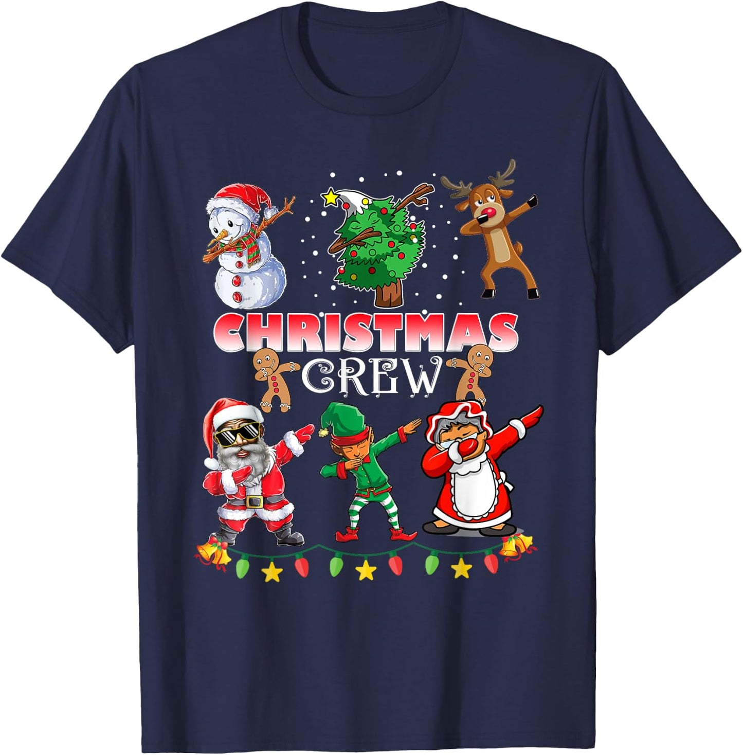 Black Cool Santa Claus African American Christmas Crew Dabs T-Shirt - T-Shirt | Navy