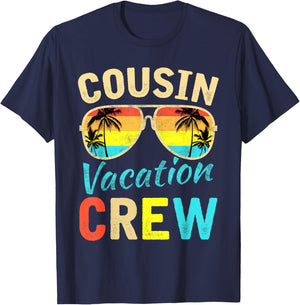 Cousin Crew Family Vacation Summer Vacation Beach Sunglasses Men Women Girls Kids T-Shirt - T-Shirt | Navy