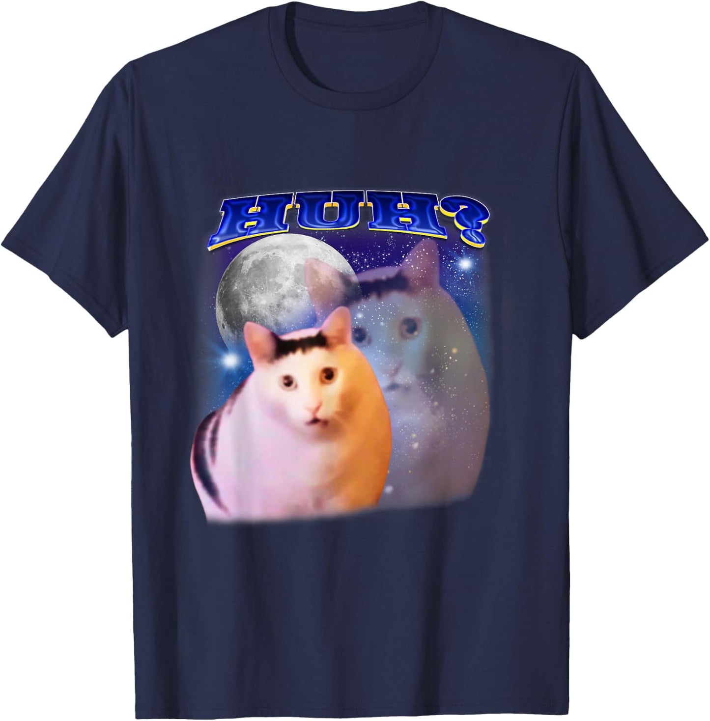 Funny Meme Huh Cat T-Shirt - T-Shirt | Navy