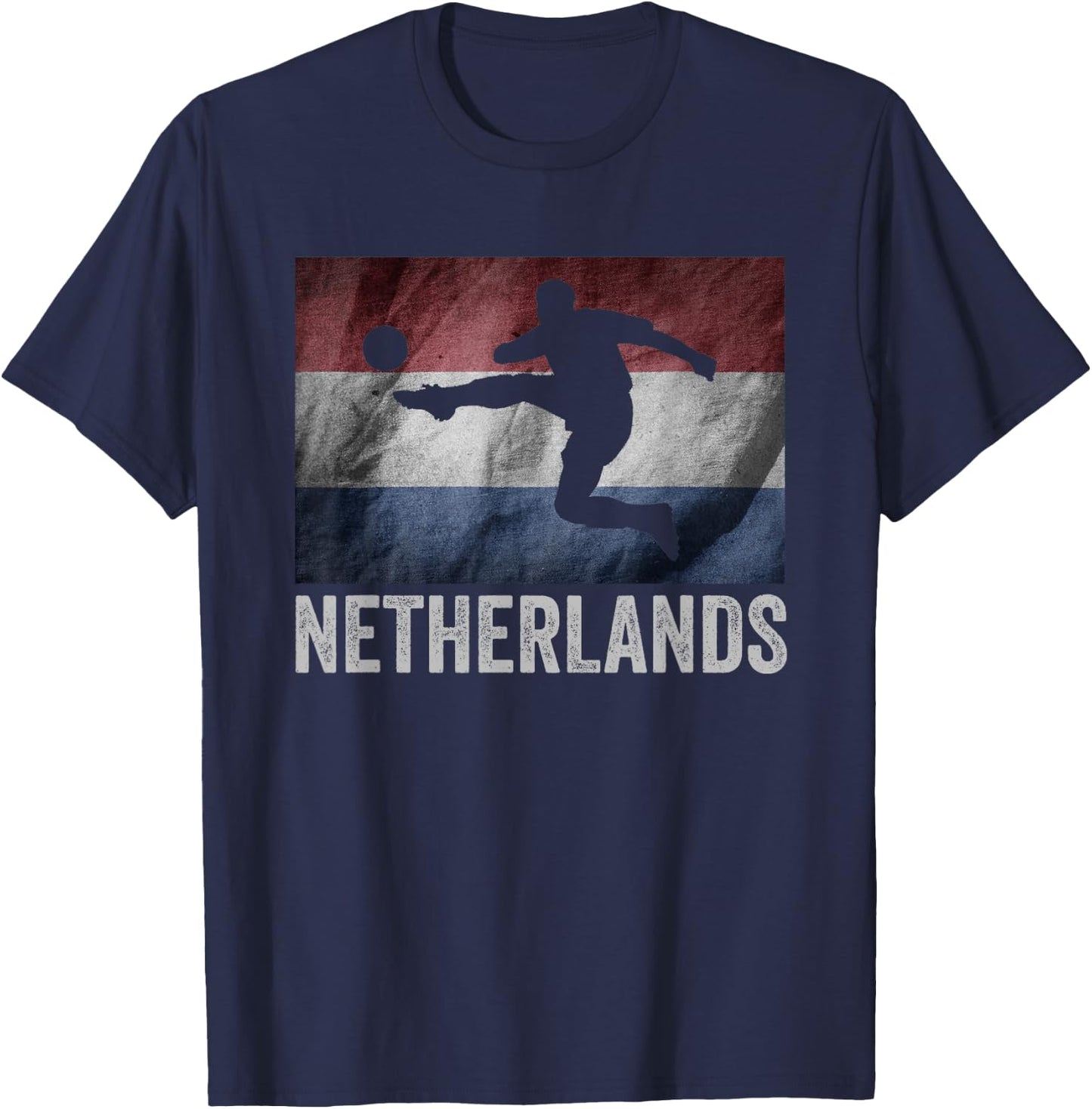 Netherlands Flag Soccer Holland Dutch Football Vintage T-Shirt - T-Shirt | Navy