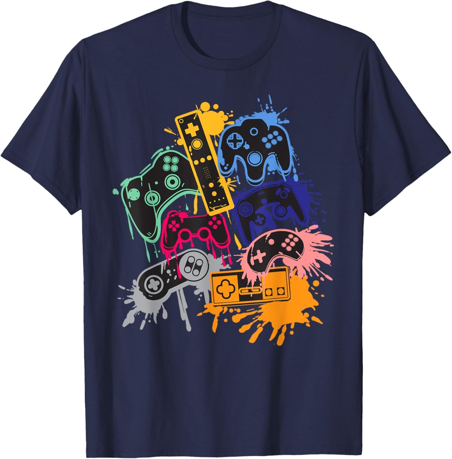 Control all the Things Video Game Controller - Men's Black Short Sleeve Classic Fit - Small T-Shirt - T-Shirt | Navy