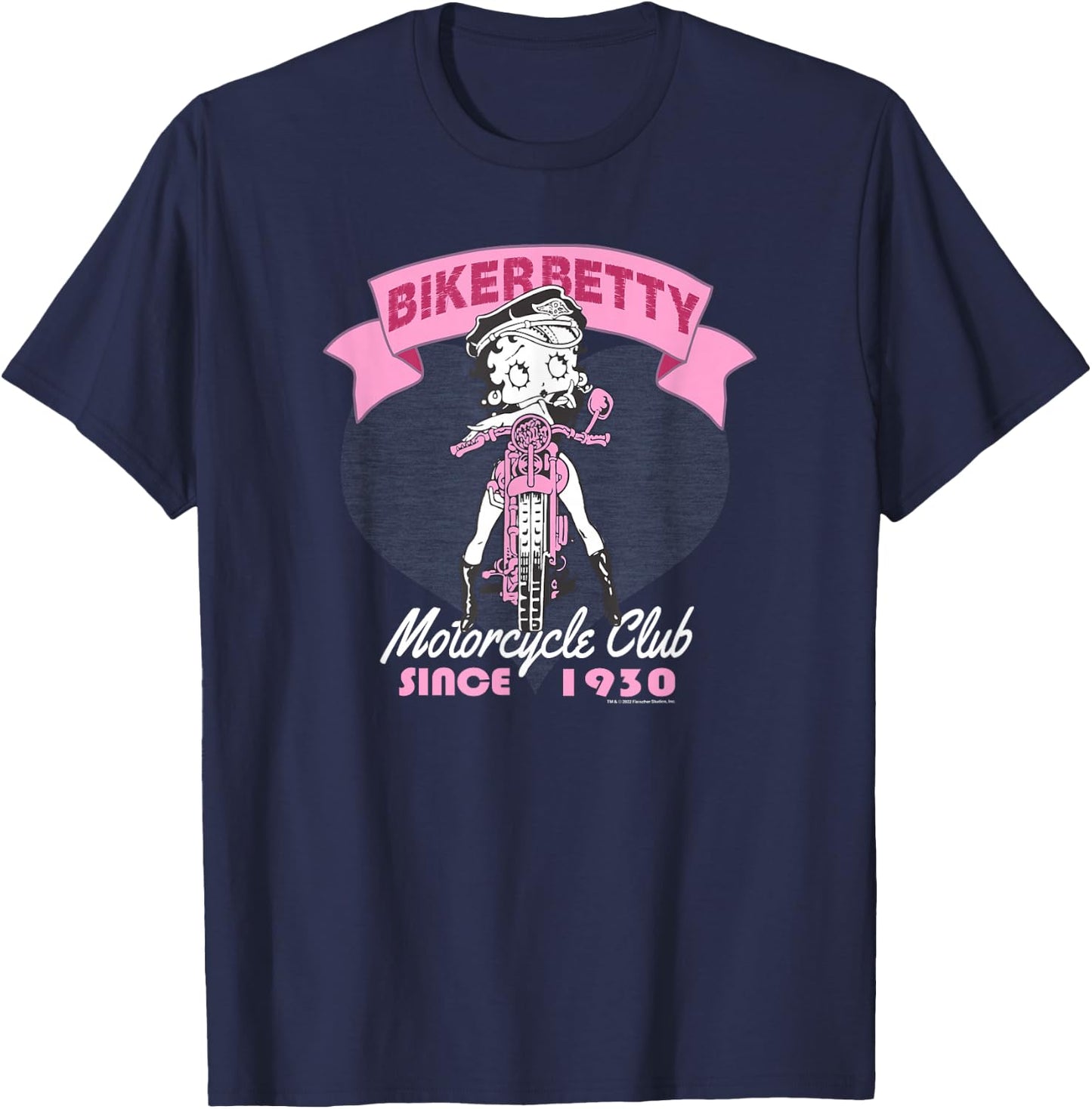 Betty Boop Biker Betty Motorcycling Club T-Shirt - T-Shirt | Navy