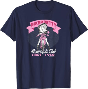 Betty Boop Biker Betty Motorcycling Club T-Shirt - T-Shirt | Navy