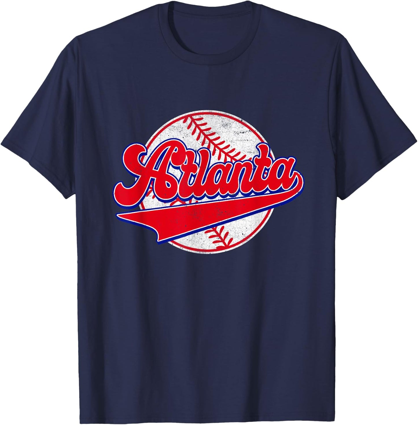 Atlanta Cityscape Vintage Baseball Men Women Kids T-Shirt - T-Shirt | Navy