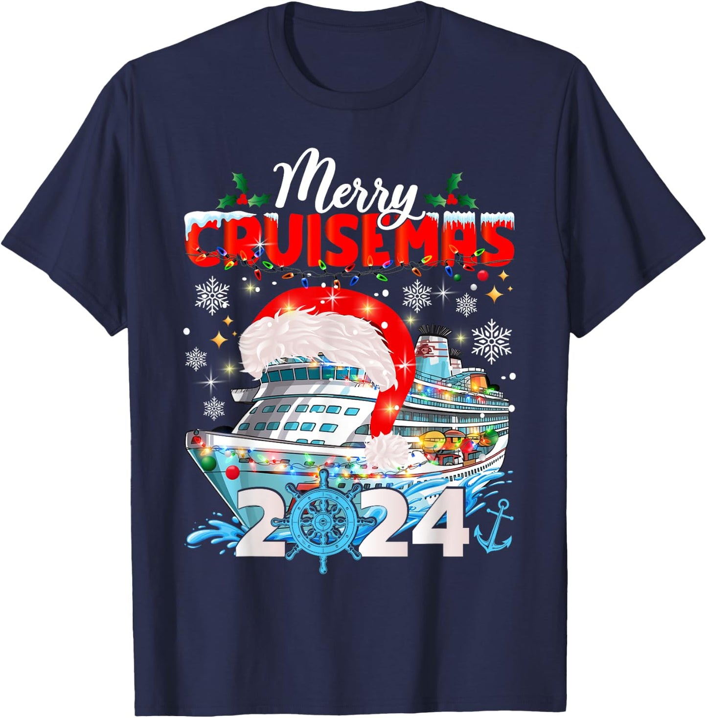 Merry Cruisemas 2024 Holidays Family Christmas Cruise T-Shirt - T-Shirt | Navy