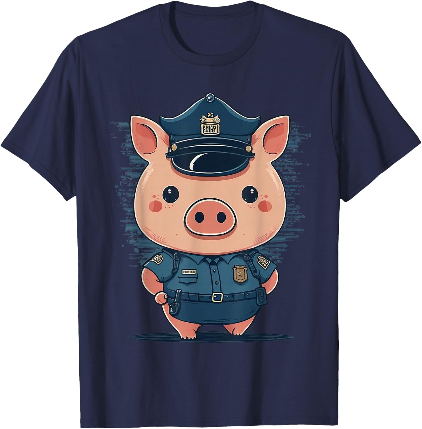 Police Officer Pig Cop on Police Pig T-Shirt - T-Shirt | Navy