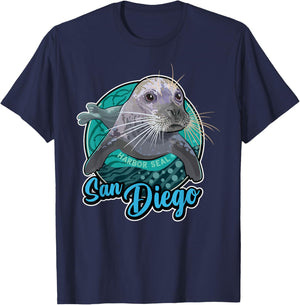 Pacific Harbor Seal at San Diego T-Shirt - T-Shirt | Navy