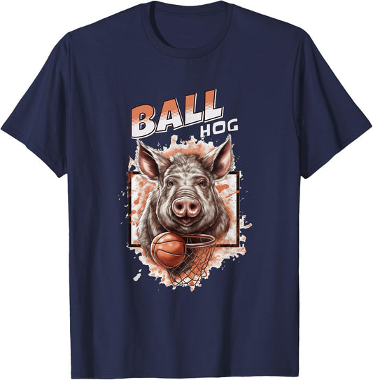 Funny Basketball Pig Ball Hog Gift Baller Player Athlete T-Shirt - T-Shirt | Navy