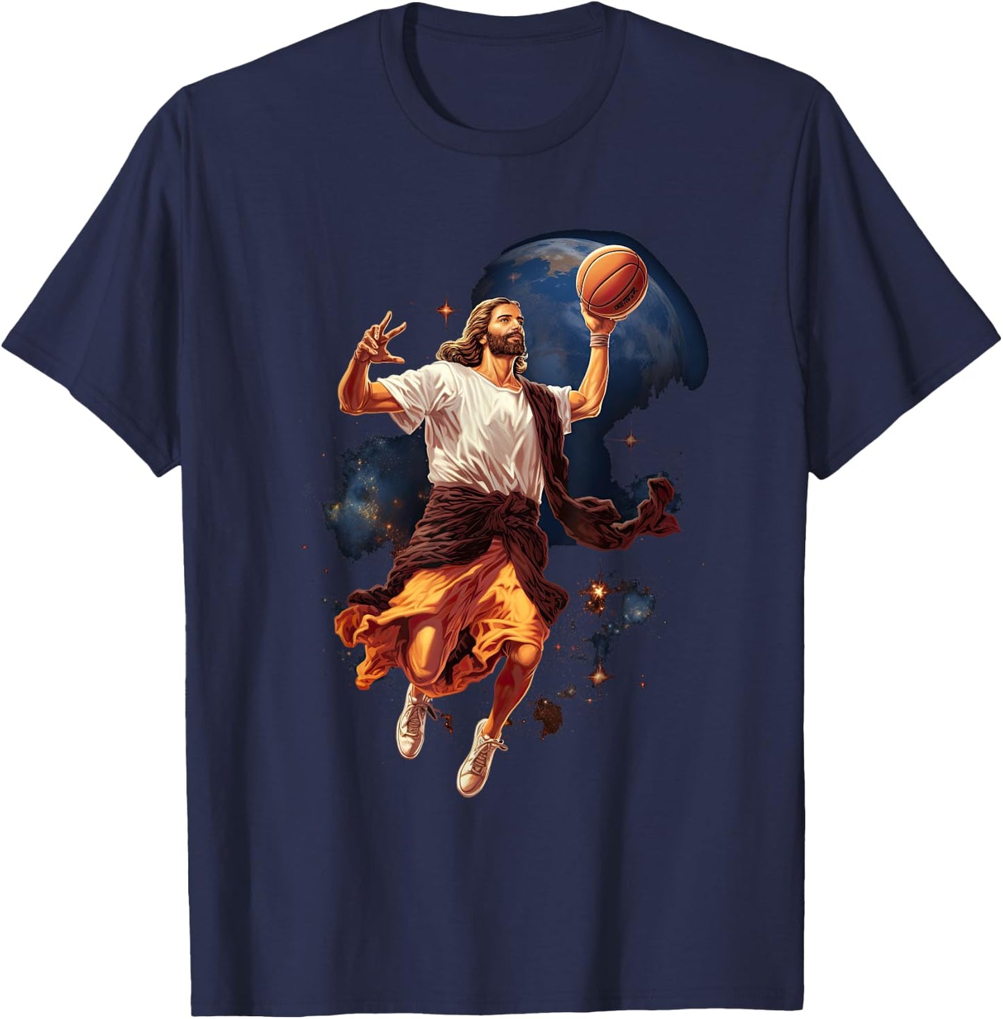 Funny Jesus Playing Basketball T-Shirt - T-Shirt | Navy