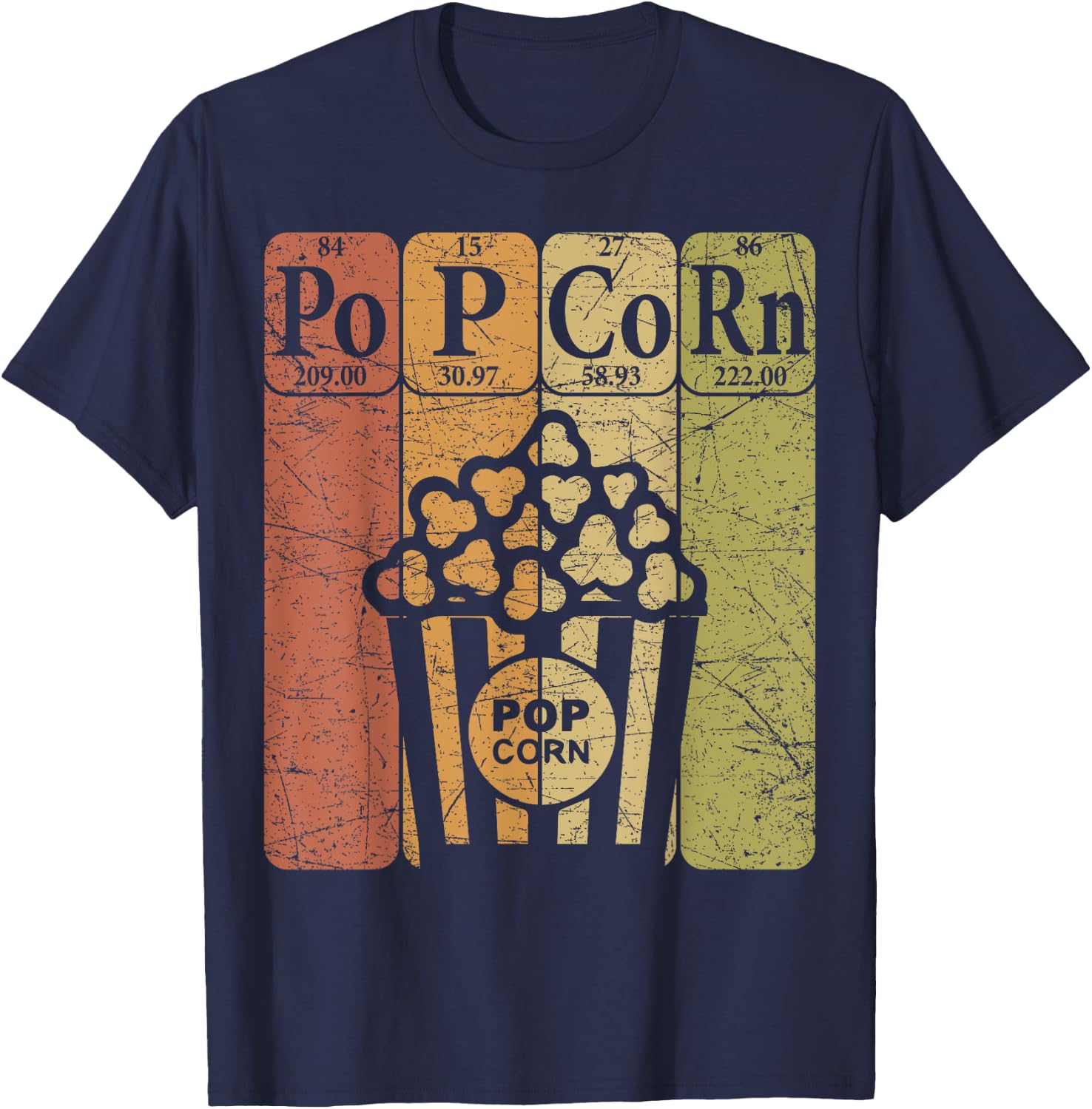 Popcorn Periodic Table Elements Cinema Lover Movie Snack T-Shirt - T-Shirt | Navy