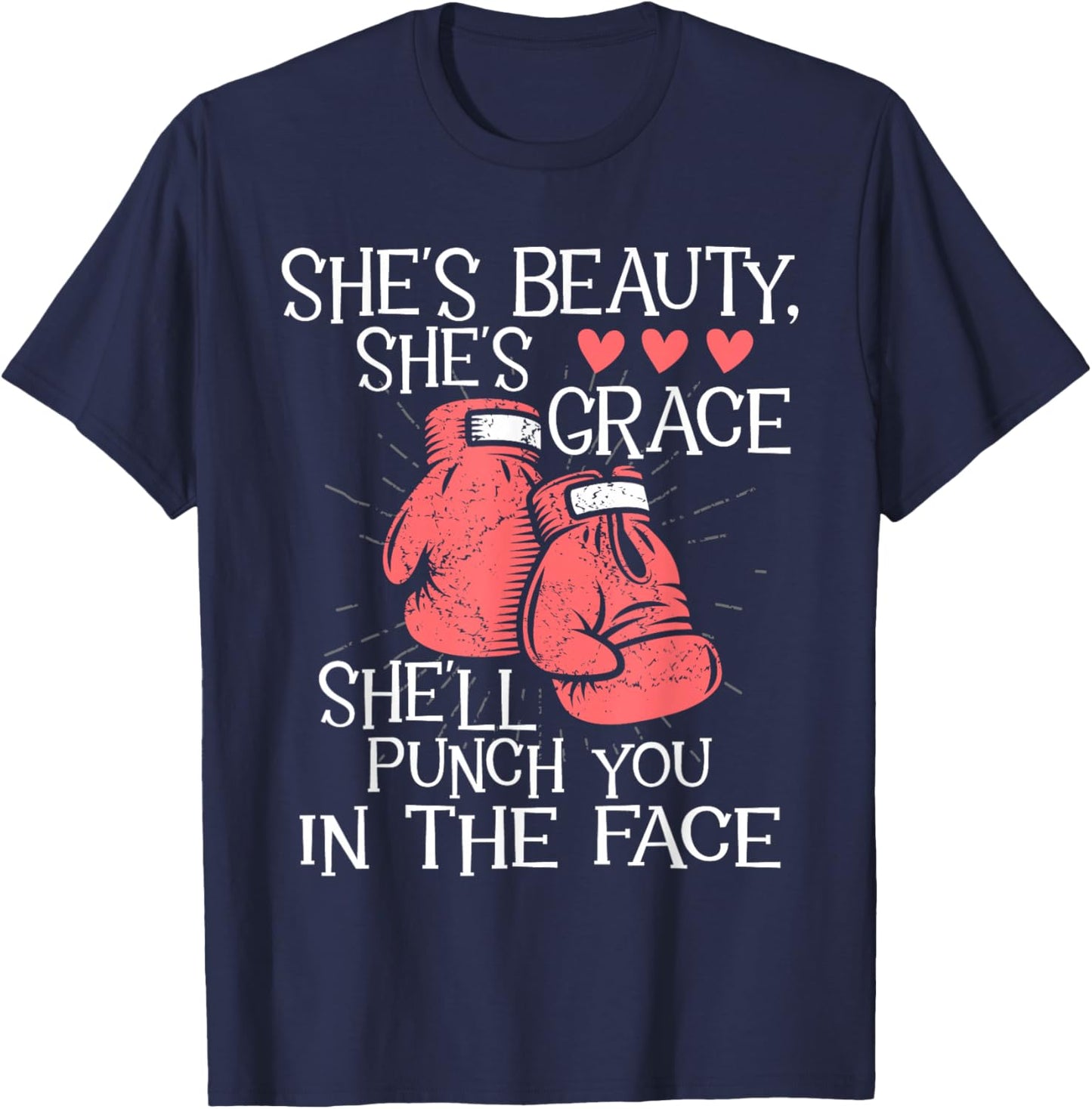 She'll Punch You in The Face - Kickboxer Kickboxing Kickbox T-Shirt - T-Shirt | Navy