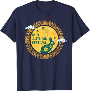 Funny Rabbits Mooncake Chinese New Year Mid Autumn Festival T-Shirt - T-Shirt | Navy