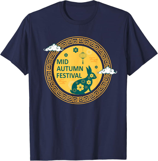 Funny Rabbits Mooncake Chinese New Year Mid Autumn Festival T-Shirt - T-Shirt | Navy