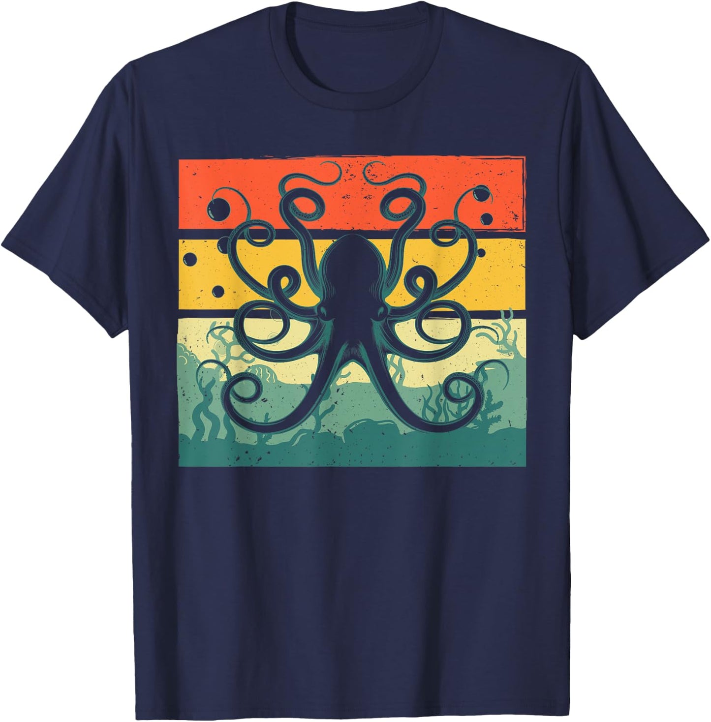 Cool Octopus Design Women Kids Vintage Octopus Lover T-Shirt - T-Shirt | Navy
