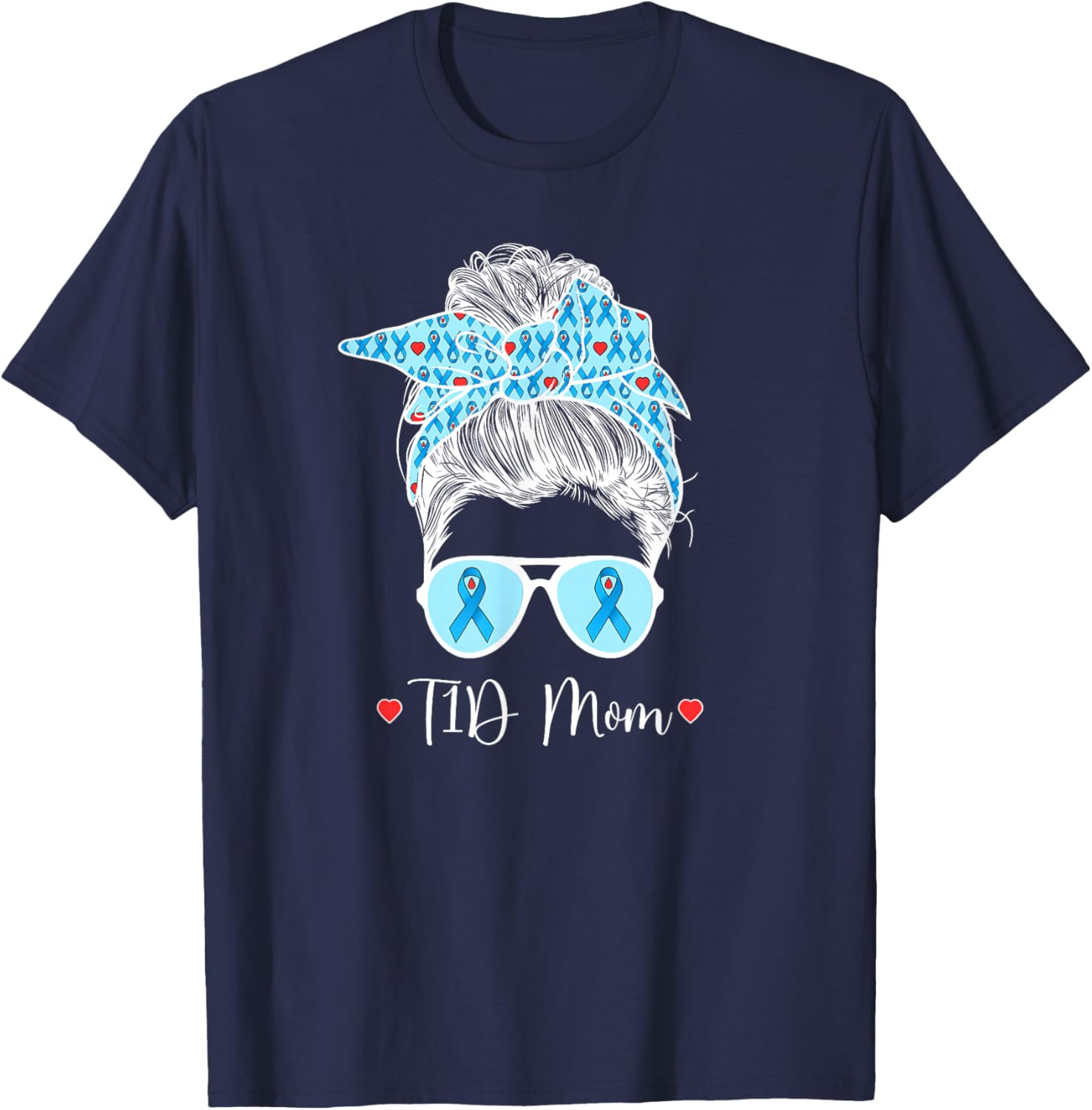 T1D Mom Diabetes Warrior Mother Type 1 Diabetic Warrior T-Shirt - T-Shirt | Navy
