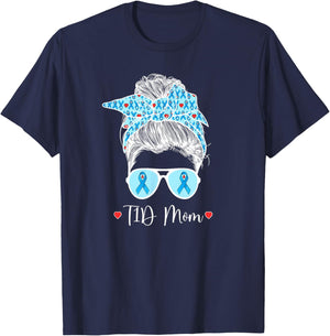 T1D Mom Diabetes Warrior Mother Type 1 Diabetic Warrior T-Shirt - T-Shirt | Navy