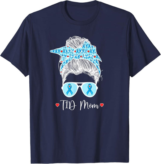 T1D Mom Diabetes Warrior Mother Type 1 Diabetic Warrior T-Shirt - T-Shirt | Navy