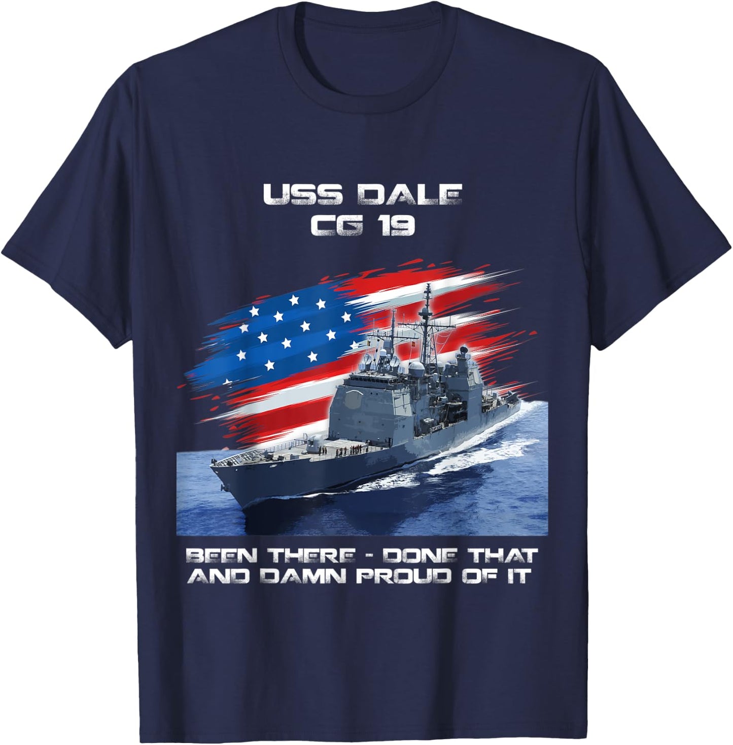 USS Dale CG-19 Class Cruiser American Flag Veteran Xmas Men T-Shirt - T-Shirt | Navy