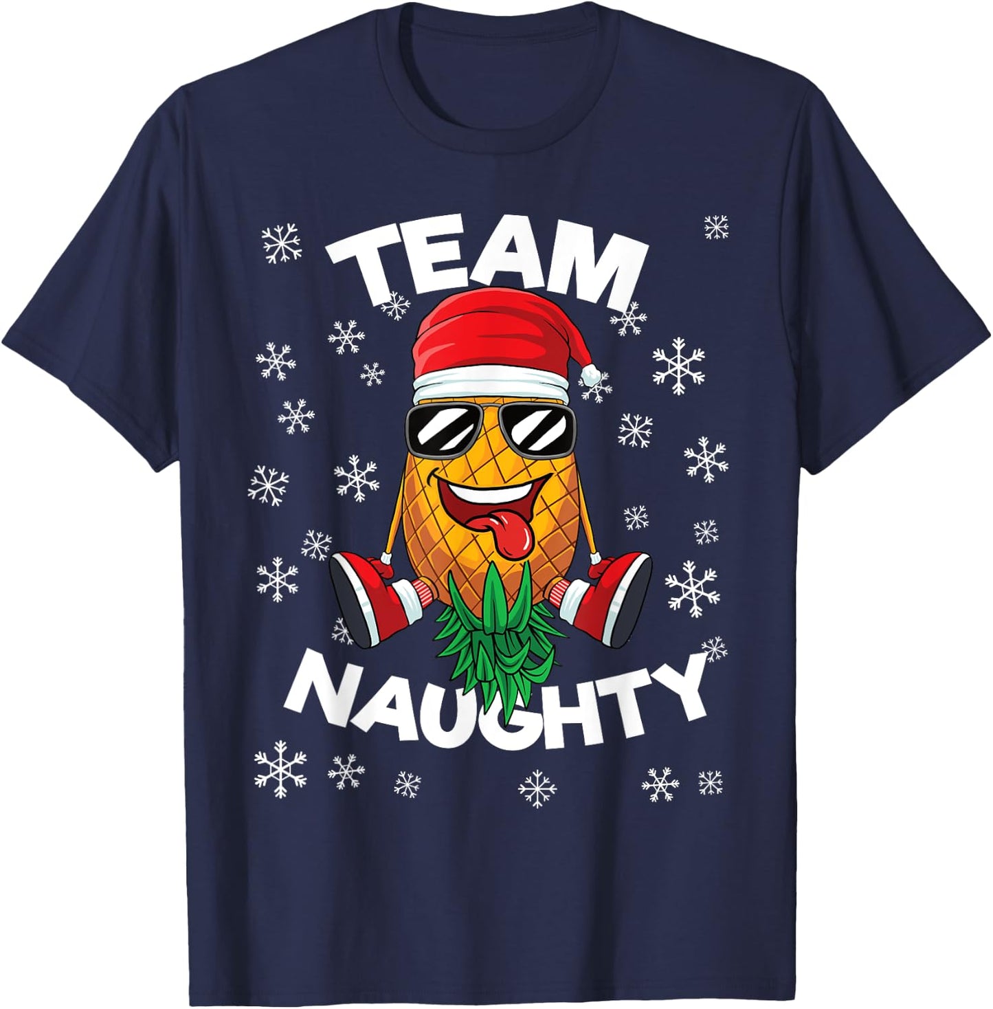 Christmas Upside Down Pineapple Team Naughty Santa Swinger T-Shirt - T-Shirt | Navy