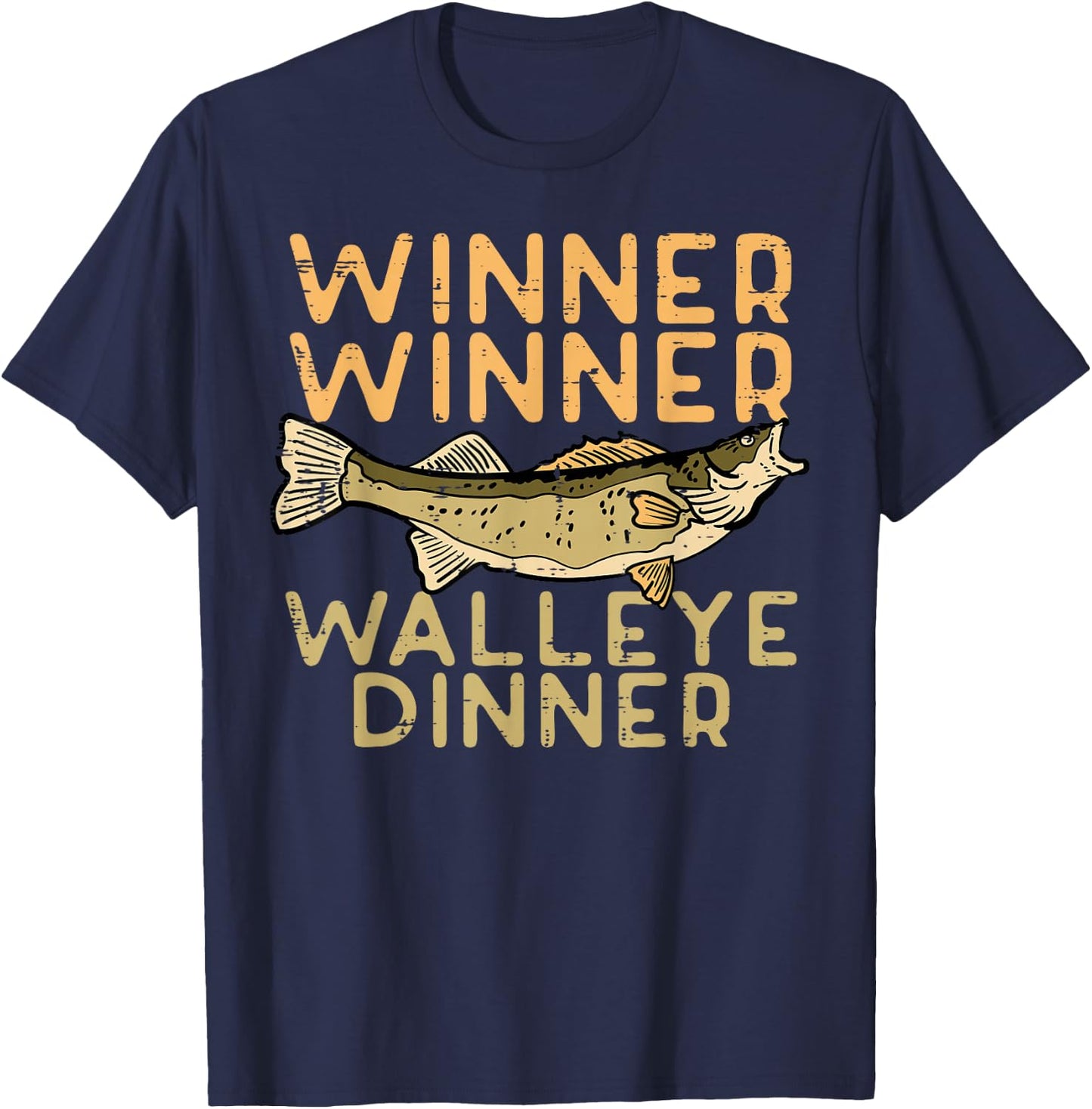 Winner Walleye Dinner Fishing Funny Fisherman Men Women Kids T-Shirt - T-Shirt | Navy