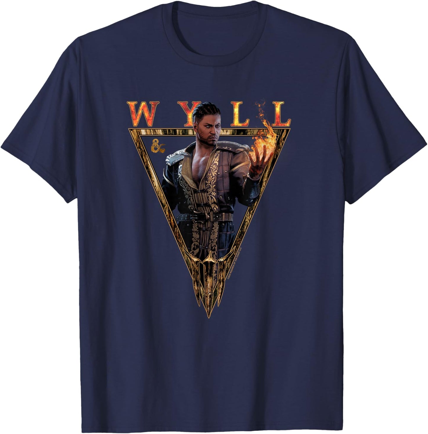 Dungeons & Dragons Baldur's Gate III Wyll Fiery Demon T-Shirt - T-Shirt | Navy