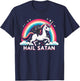 Cute Satanic Cat Riding A Unicorn Over A Rainbow Hail Satan Men Women Kids T-Shirt - T-Shirt | Navy