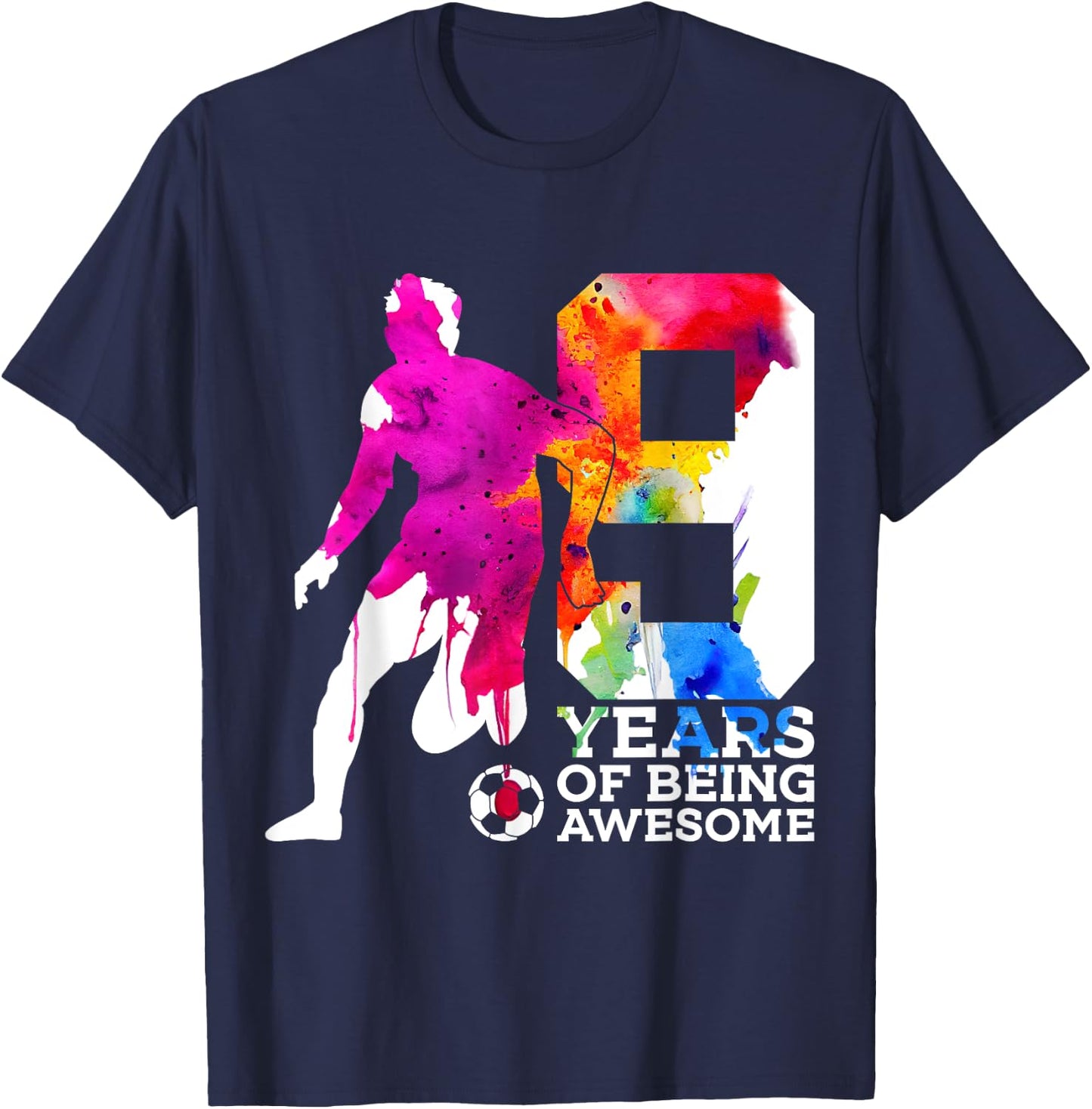 9 Years of Being Awesome Soccer 9th Birthday T-Shirt - T-Shirt | Navy