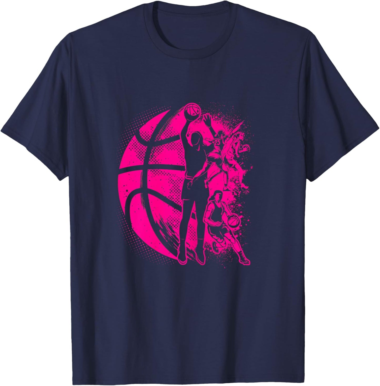 Basketball Girl Women Kids Female Basketball Team T-Shirt - T-Shirt | Navy