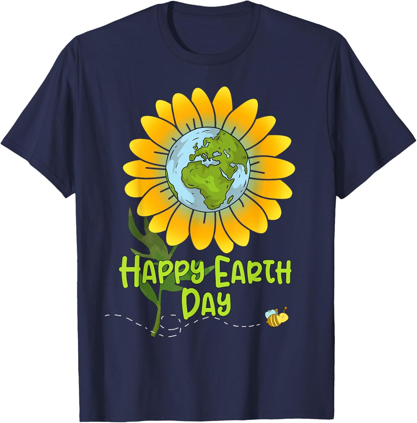 Happy Earth Day Every Day Sunflower Kids Teachers Earth Day T-Shirt - T-Shirt | Navy