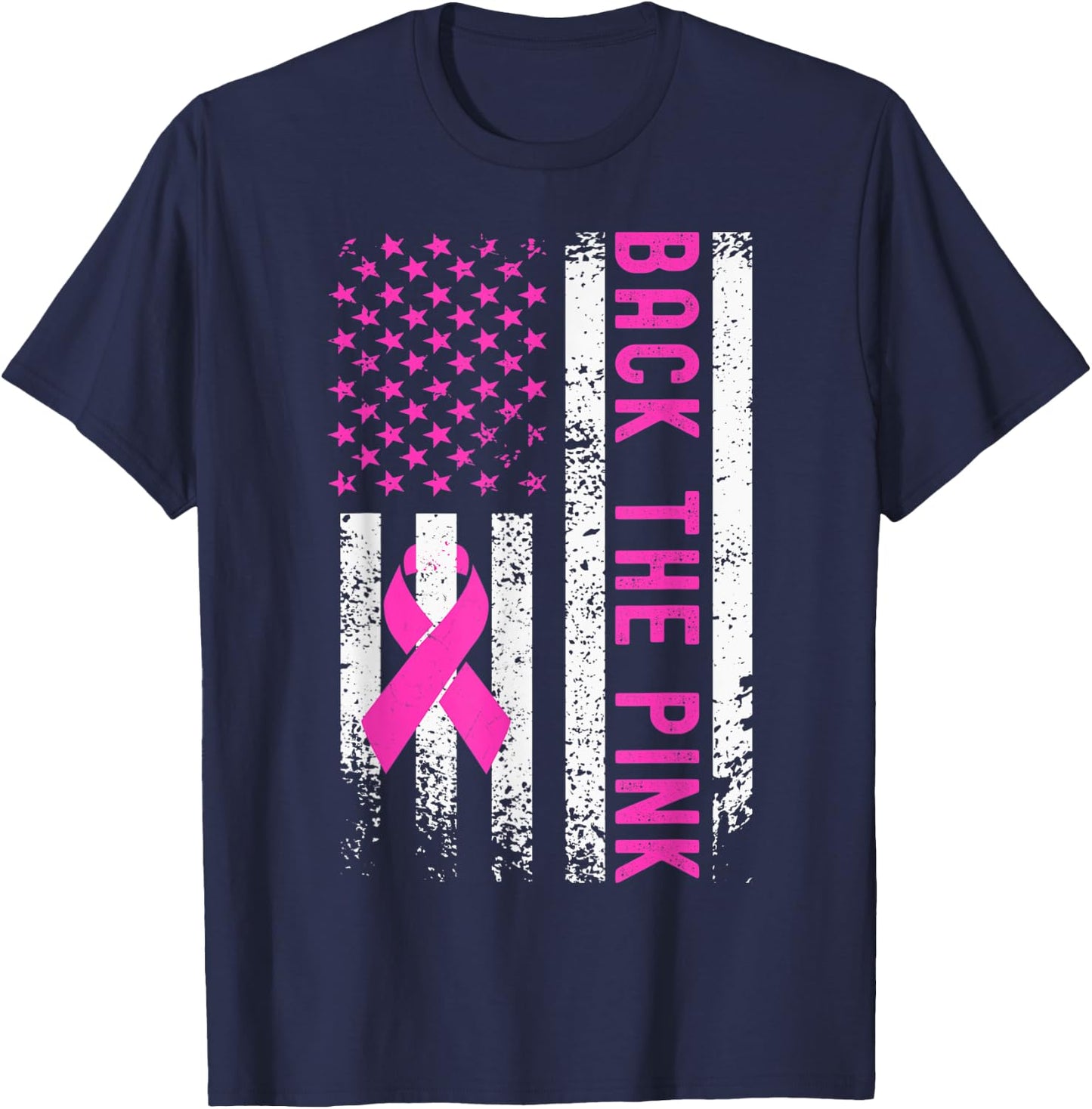 Back The Pink Breast Cancer Awareness T-Shirt - T-Shirt | Navy