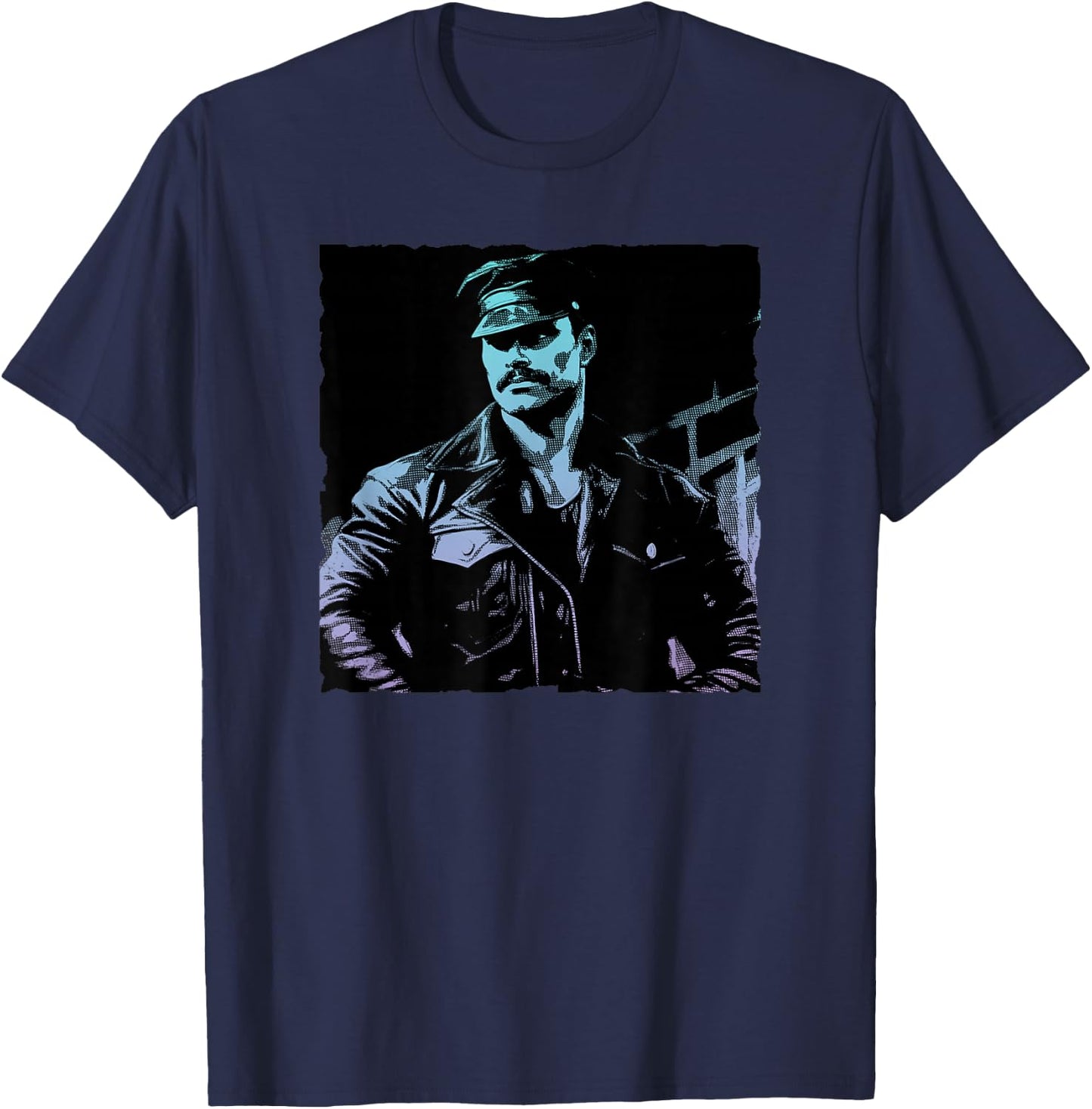Retro Gay Daddy Leather Gay Biker - Bear Bearded Gay Pride T-Shirt - T-Shirt | Navy