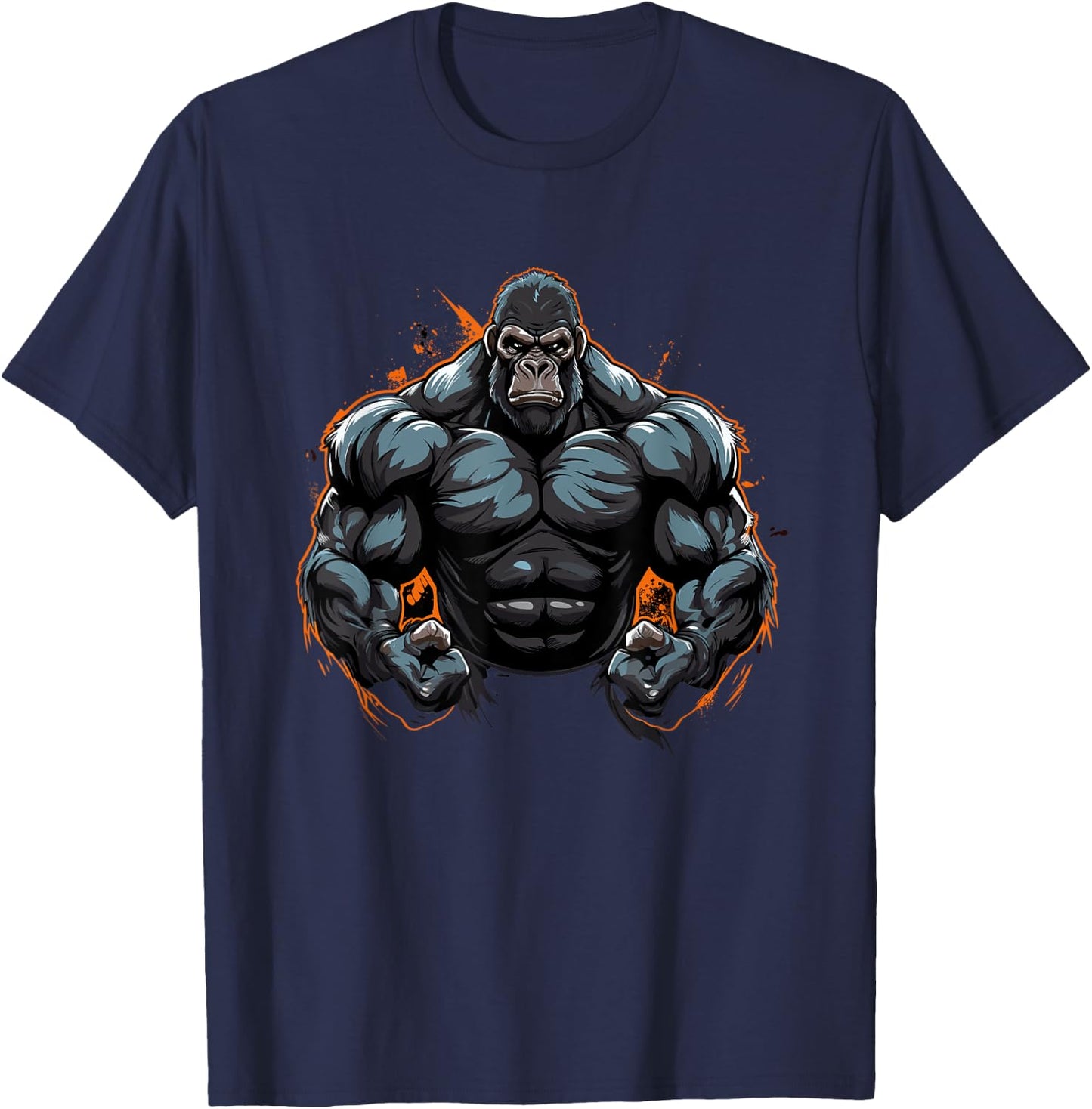 Gorilla Flexing, Weightlifting Gym Workout Bodybuilding T-Shirt - T-Shirt | Navy